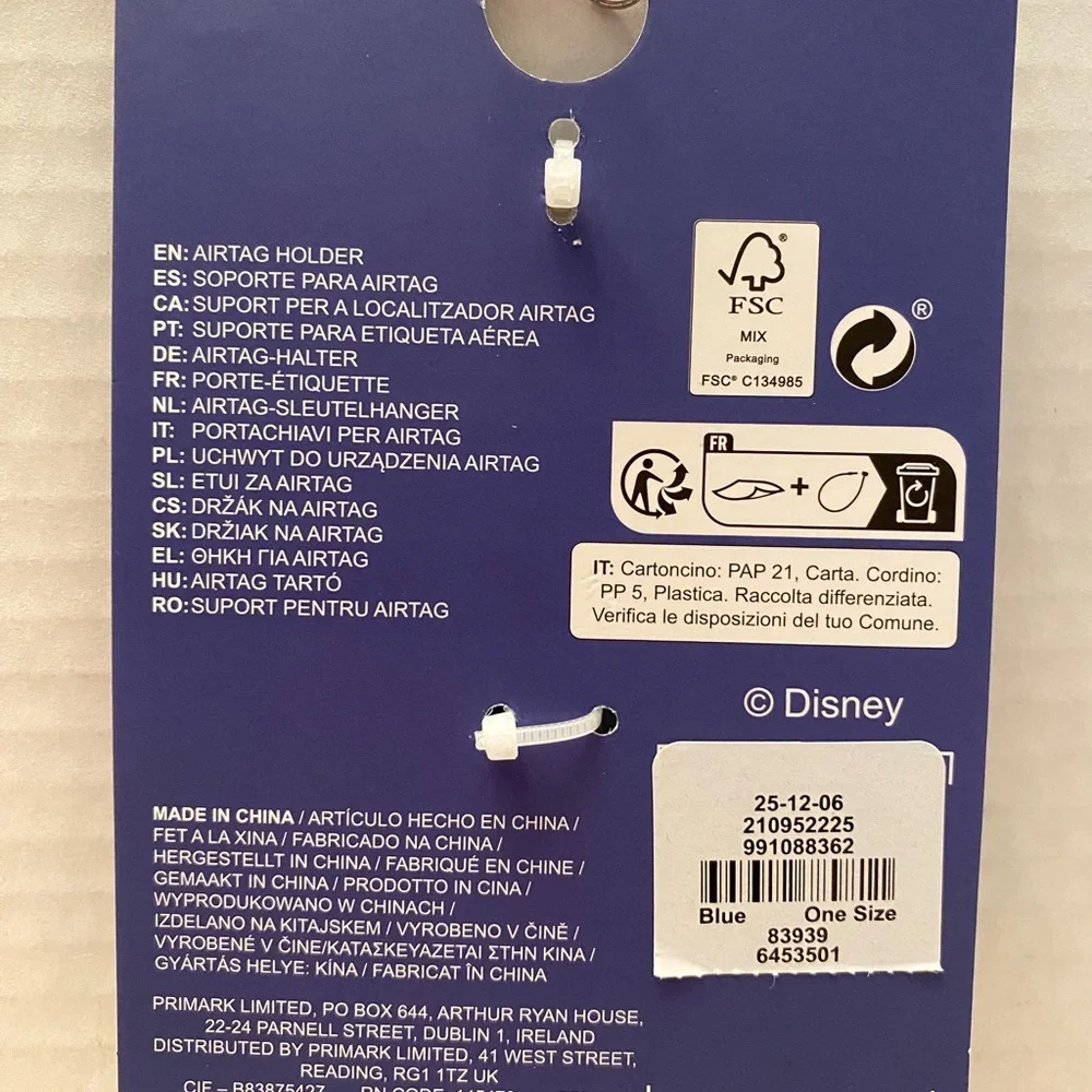 Disney Stitch Airtag Holder Case Cover On Keychain Primark New - Picture 5 of 5
